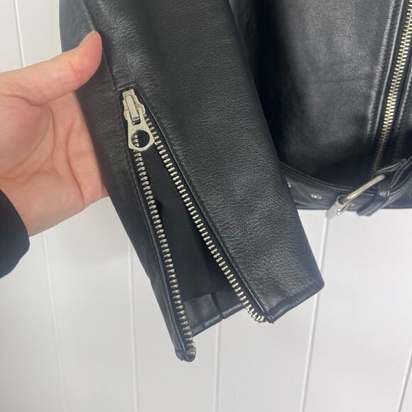 Madewell Ultimate Leather Motorcycle Jacket in True Black SZ XXS - Picture 6 of 14